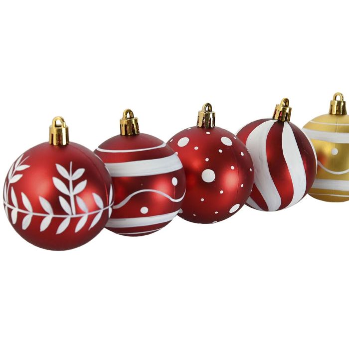 Bolas de Navidad Home ESPRIT Rojo Dorado PVC 25 x 6 x 25 cm (16 Piezas) 3