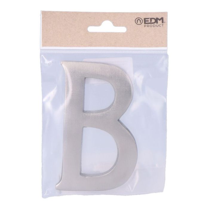 Edm Letra B Níquel Mate 10cm con Fijación Invisible 1