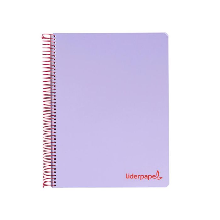 Cuaderno Espiral Liderpapel A4 Micro Wonder Tapa Plastico 120H 90 gr Cuadro 5 mm 5 Banda4 Taladros Color Lila 1