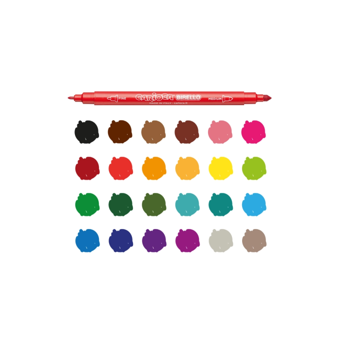 Carioca Rotulador Birello Doble Punta Caja 24 Unidades Colores Surtidos Lavable Punta Fibra 2
