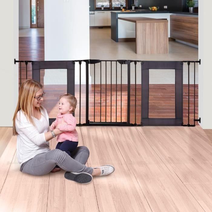 Barrera de seguridad - DREAMBABY - DENVER - 3 paneles - 85,5-200 x 74 cm - Bidireccional - Negra 4 Barrera de seguridad - DREAMBABY - DENVER - 3 paneles - 85,5-200 x 74 cm - Bidireccional - Negra 4