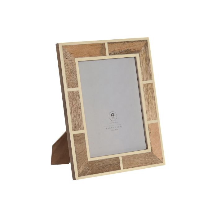 DKD Home Decor Marco de Fotos Urban 15x20 cm de Mango y Resina, Colores Natural y Blanco, 1.8 x 26 x 21 cm