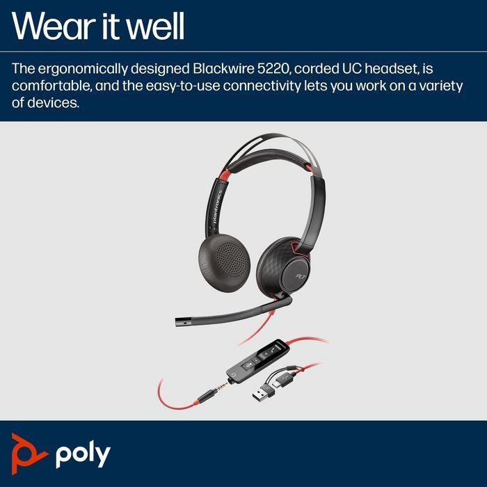 Poly Poly Blackwire C5220 USB-C Headset +Inline Cable (Bulk) 3 Poly Poly Blackwire C5220 USB-C Headset +Inline Cable (Bulk) 3
