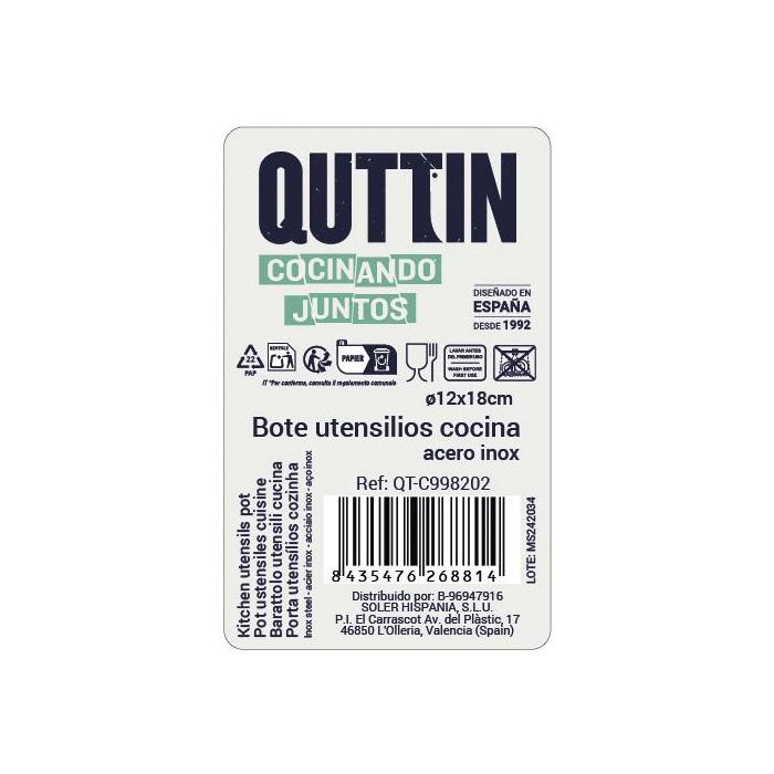 Bote de utensilios de acero inoxidable Inde Crocodile Quttin 12x18 cm (12 Unidades) 2 Bote de utensilios de acero inoxidable Inde Crocodile Quttin 12x18 cm (12 Unidades) 2