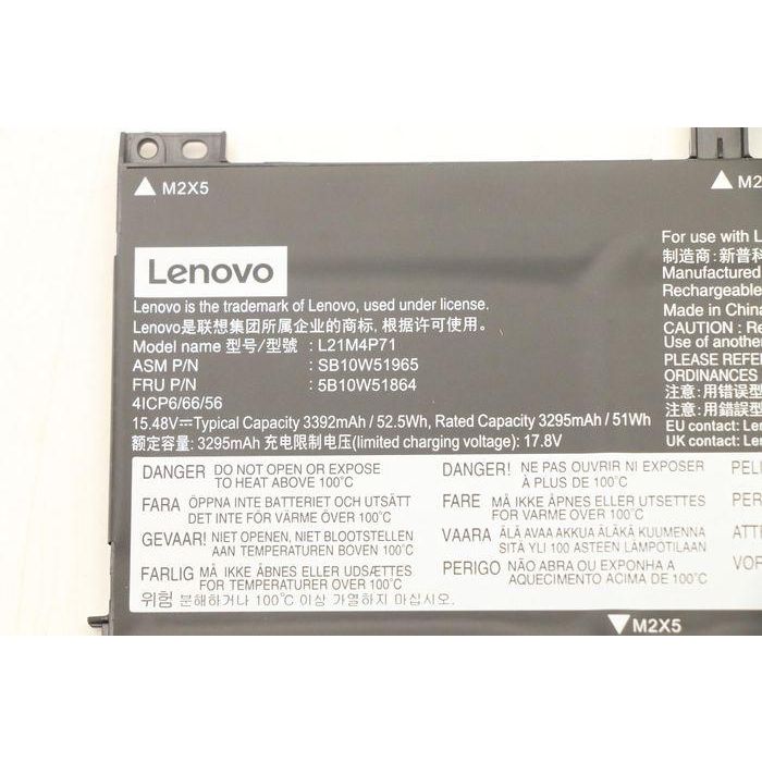 Lenovo Batería Interna Original de Ión Litio 52.5Wh, 4 Celdas para Portátiles Lenovo Compatibles, Larga Duración 4