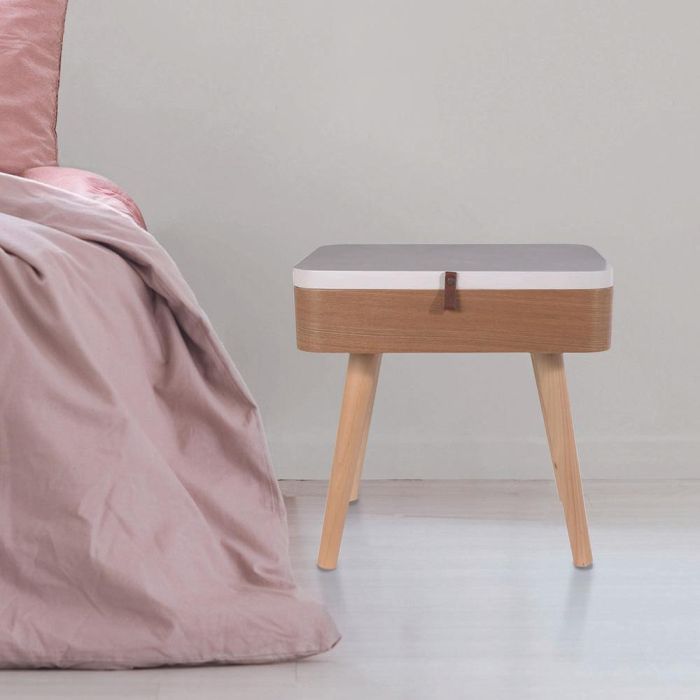 Home Deco Factory Essentiel Mesita de Noche Maleta Vintage Bicolor 40x30x51 cm 3