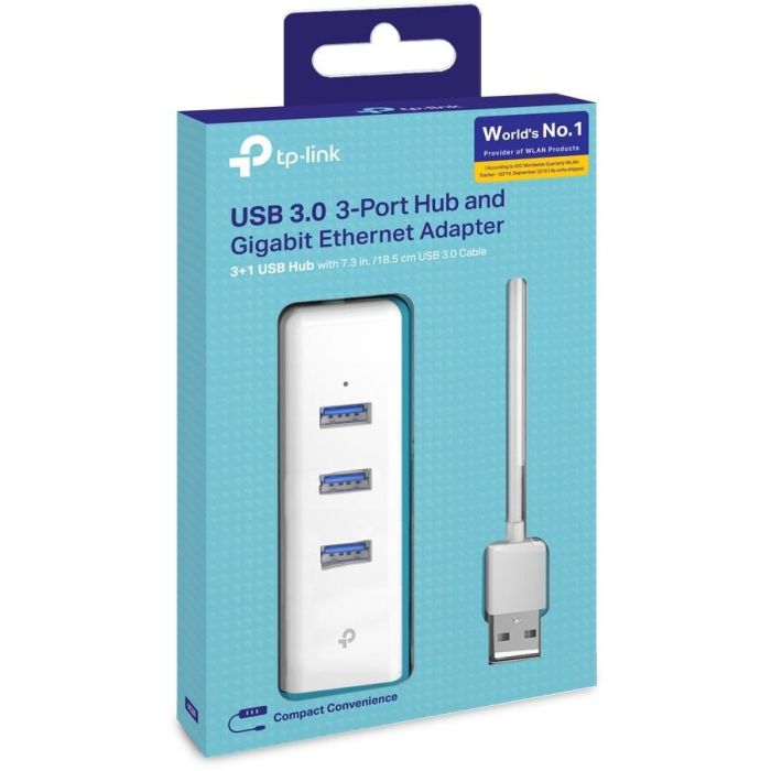 Tp-Link Adaptador USB 2 en 1 con Hub de 3 Puertos USB 3.0 y Adaptador Ethernet Gigabit 3