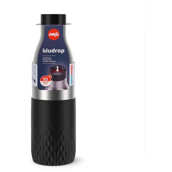 Emsa BLUDROP Sleeve Isoliertrinkflasche 0,7 Liter (schwarz, Edelstahl, Silikonmanschette) 6 Emsa BLUDROP Sleeve Isoliertrinkflasche 0,7 Liter (schwarz, Edelstahl, Silikonmanschette) 6