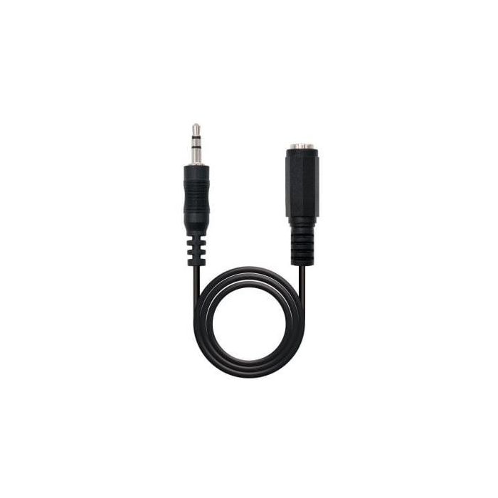 Nanocable 10.24.0205 Cable de Audio Estéreo Jack 3.5mm Macho a Jack 3.5mm Hembra para Prolongar Conexión de Audio, 5 Metros, Negro
