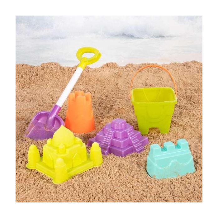 Cubo de playa castillo 15 cm con pala 39 cm y 4 accesorios en red 1