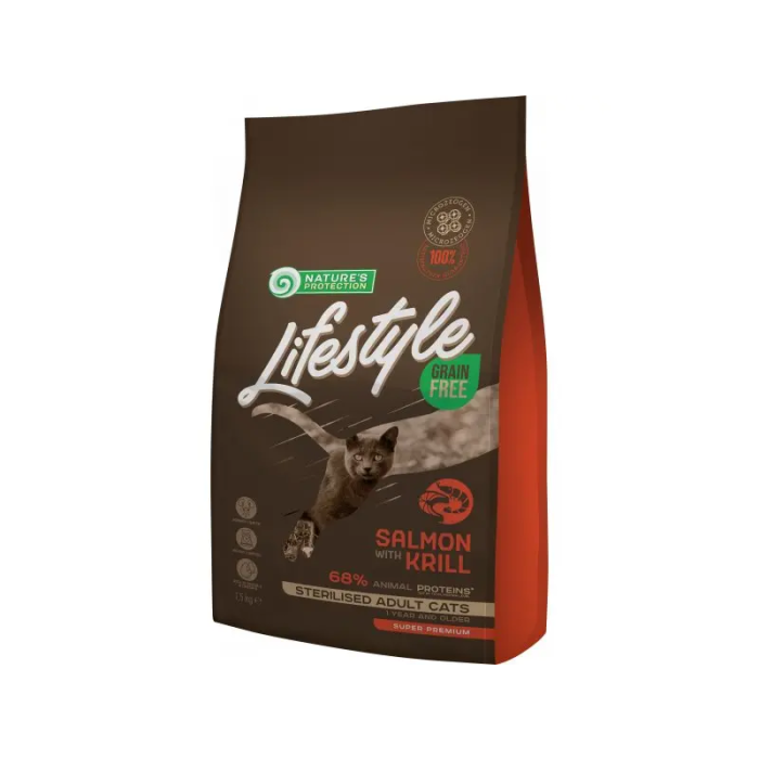 Nature's Protection Gato Lifestyle GF Esterilizado Salmón & Krill 1.5Kg