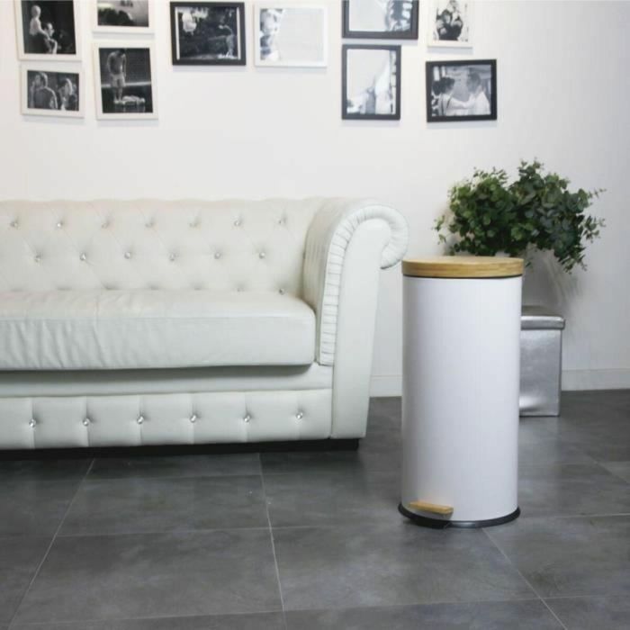 KITCHEN MOVE Papelera de cocina con pedal Forest 30L Blanco mate de acero inoxidable con cubo, fácil de limpiar y a prueba de huellas dactilares 2 KITCHEN MOVE Papelera de cocina con pedal Forest 30L Blanco mate de acero inoxidable con cubo, fácil de limpiar y a prueba de huellas dactilares 2