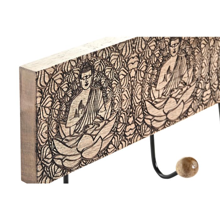 DKD Home Decor Perchero de Pared Oriental con Buda, 3 Colgadores, Madera de Mango y Metal, Marrón Oscuro 38x18x6 cm 1 DKD Home Decor Perchero de Pared Oriental con Buda, 3 Colgadores, Madera de Mango y Metal, Marrón Oscuro 38x18x6 cm 1