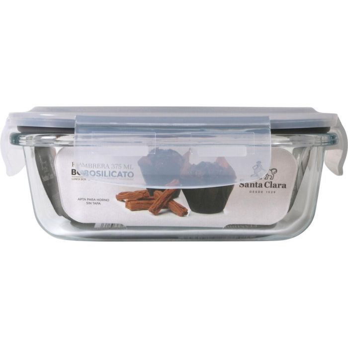 Fiambrera Hermética Santa Clara Transparente Rectangular 375 ml (12 Unidades) 3 Fiambrera Hermética Santa Clara Transparente Rectangular 375 ml (12 Unidades) 3