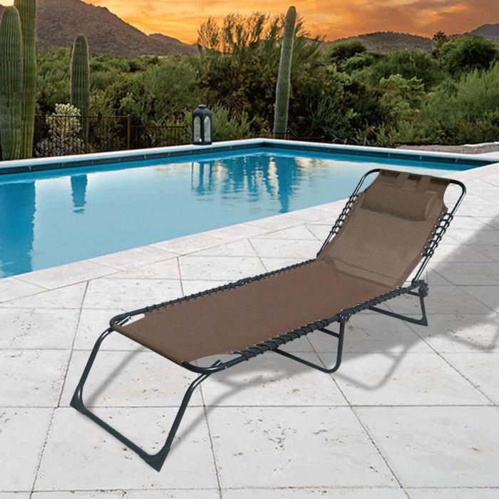 Marbueno Tumbona Plegable Acero Con Cojin Jardin y Piscina 190X58X27 cm Marron 10001 1 Marbueno Tumbona Plegable Acero Con Cojin Jardin y Piscina 190X58X27 cm Marron 10001 1