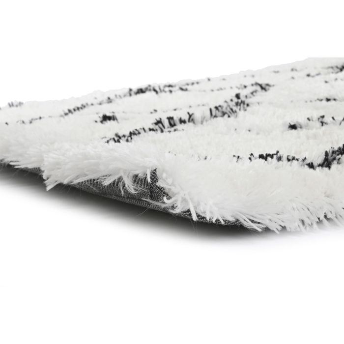 DKD Home Decor Alfombra Boho 100% Poliéster Blanco Negro Rombos 180x120 cm 1500 gsm 1