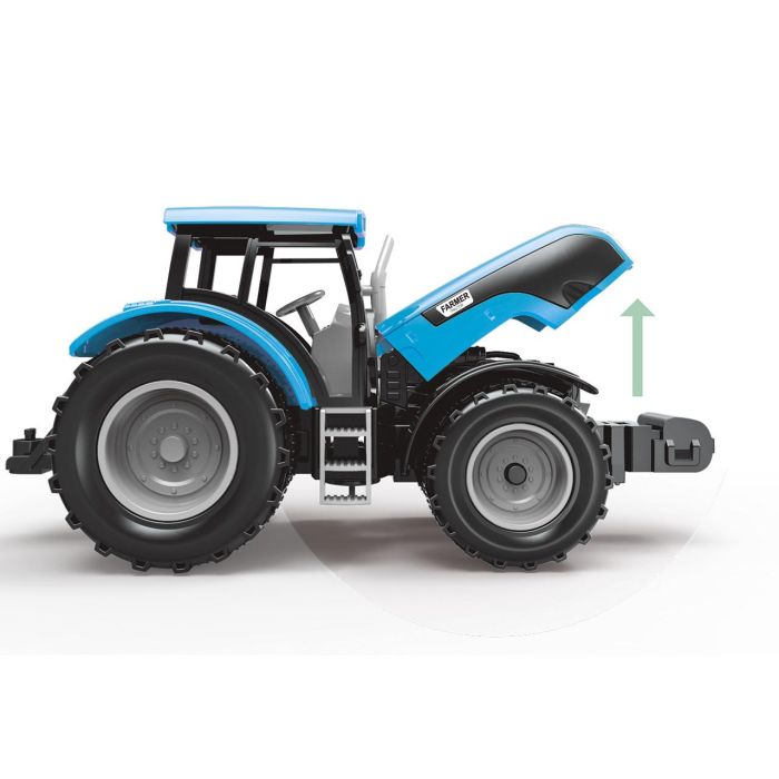 Tractor Azul Con Remolque 1:32. Friccion, Luz Y Sonido T0105 2 Tractor Azul Con Remolque 1:32. Friccion, Luz Y Sonido T0105 2