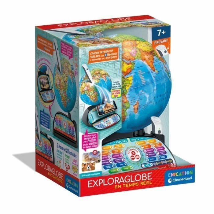 Clementoni CLE8005125527793 Exploraglobe: Viajes tiempo real, 3 modos de juego, 28 actividades, Bolígrafo Bluetooth 1