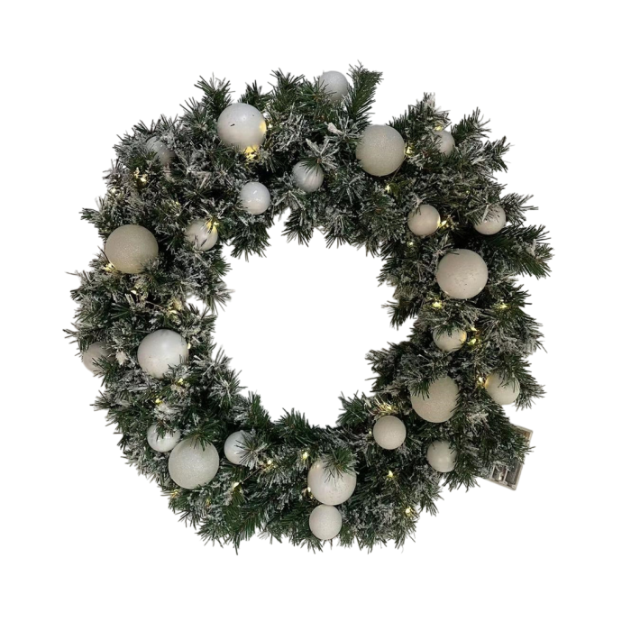 Corona Navidad Alpina DKD Home Decor Verde Blanco 15 x 60 x 60 cm (2 Unidades) 1