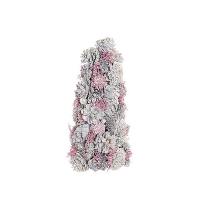DKD Home Decor Árbol de Navidad Alpino Nevado Marrón Verde, 17x17x30 cm (Set de 2 Unidades)