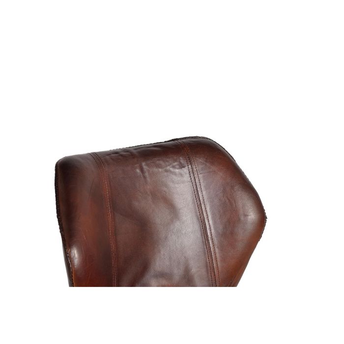 GINER Y COLOMER Taburete de Cuero Natural y Pata Metal Set 2 Unidades 4