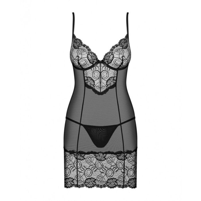 Chemise y Tanga Alluria (L/XL) Obsessive Alluria Negro 2 Chemise y Tanga Alluria (L/XL) Obsessive Alluria Negro 2