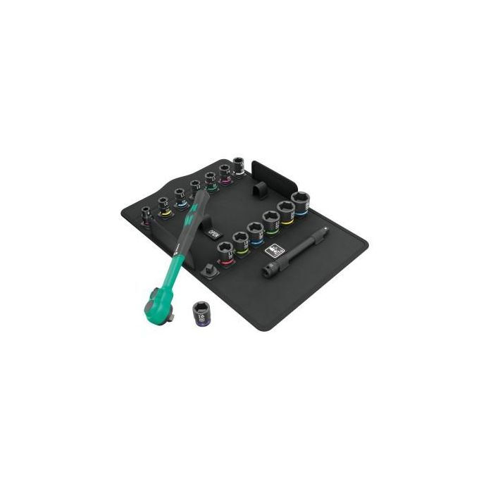 Wera 05005530001 Juego de carraca 8100 SB 12 Zyklop Comfort, 3/8", métrico, 15 piezas, con funda de transporte