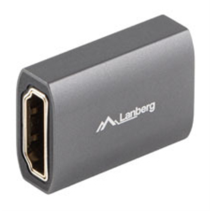 Lanberg AD-HDMI-02 Cambiador de Género HDMI-A 2.1 | Adaptador Hembra a Hembra | Conectores Chapados en Oro | Color Plata 3