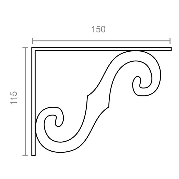 Micel Escuadra Ornamental Plm05 Negro 155 x 110 mm 1 Micel Escuadra Ornamental Plm05 Negro 155 x 110 mm 1