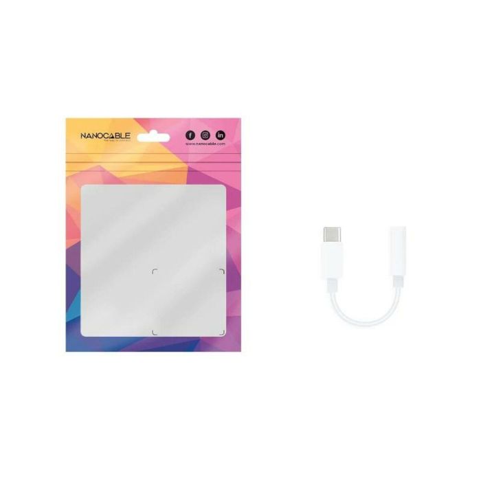 Adaptador USB-C a Jack 3.5 mm NANOCABLE 10.24.1205-W Blanco (1 unidad) 1 Adaptador USB-C a Jack 3.5 mm NANOCABLE 10.24.1205-W Blanco (1 unidad) 1