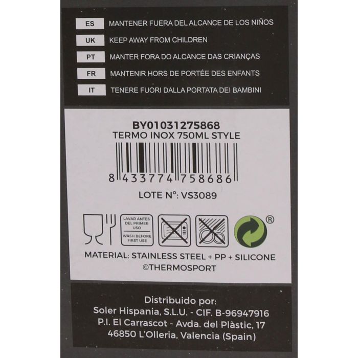 Termo Inoxidable Thermosport 750 ml - Estilo deportivo (8 Unidades) 10 Termo Inoxidable Thermosport 750 ml - Estilo deportivo (8 Unidades) 10