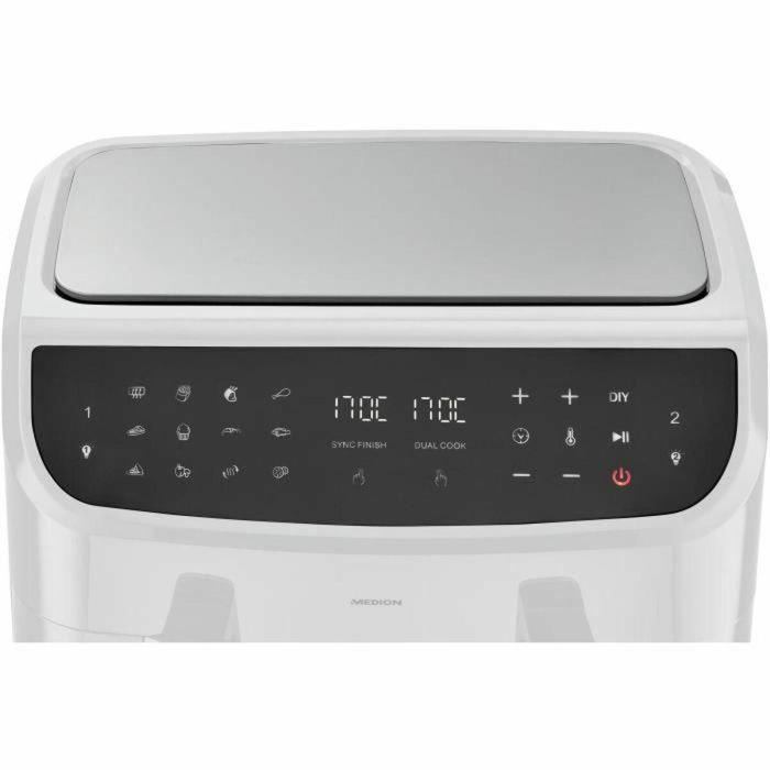 Freidora de Aire Caliente - MEDION - P20 XXL Twin - 2600 W - 2 cestos - 9 programas - Blanca 3