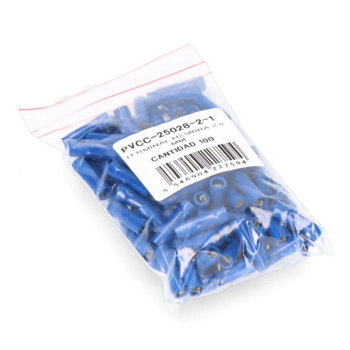 Terminal Faston Hembra Aislado Azul 2,8 mm - Bolsa de 100 Unidades 2