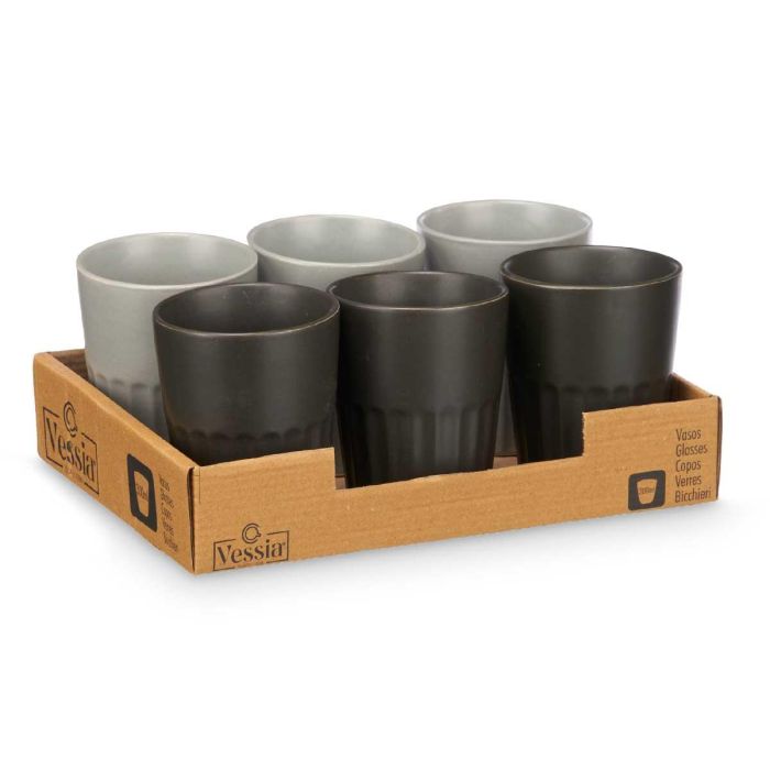 Vaso Cafe Con Leche Surtidos Gris Negro 300 Ml Vessia 8X10CM (24 Unidades) 2 Vaso Cafe Con Leche Surtidos Gris Negro 300 Ml Vessia 8X10CM (24 Unidades) 2