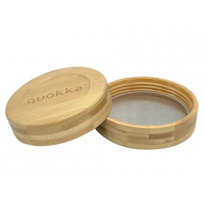 QUOKKA Recipiente de Comida de Cristal 820ml con Funda de Madera Deli Wood Grain para Almacenar Alimentos y Transporte