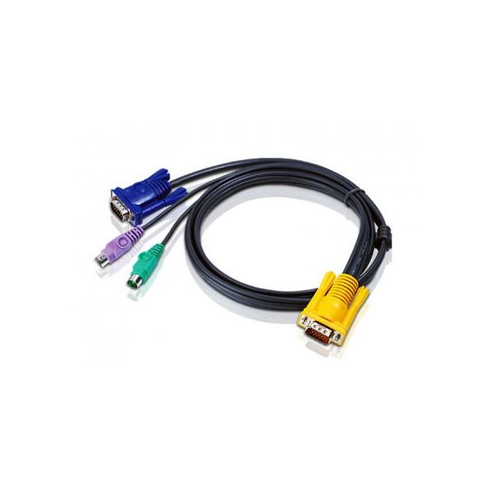 Aten Cable KVM PS/2 con SPHD 3 en 1 de 3 m, VGA, 2xPS/2, HDB-15, SPHD-15, Negro - 2L-5203P