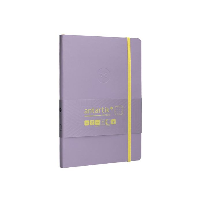 Cuaderno Con Gomilla Antartik Notes Tapa Blanda A5 Hojas Puntos Morado Y Amarillo 80 Hojas 80 gr Fsc 4