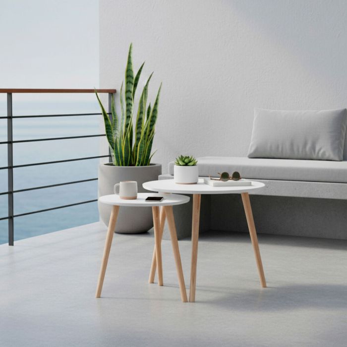 Juego de 2 mesas Max Home Blanco 50 x 50 x 50 cm (2 Unidades) 1