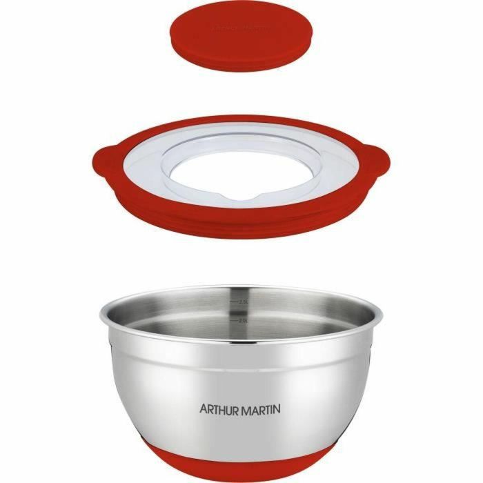 Arthur Martin Juego de Ensaladeras AM032 - 16-20-24 cm - Acero Inoxidable con Tapas Herméticas y Base Antideslizante de Silicona 2