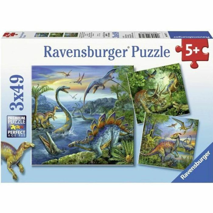 Puzzle 3x49 pcs Fascinación de dinosaurios