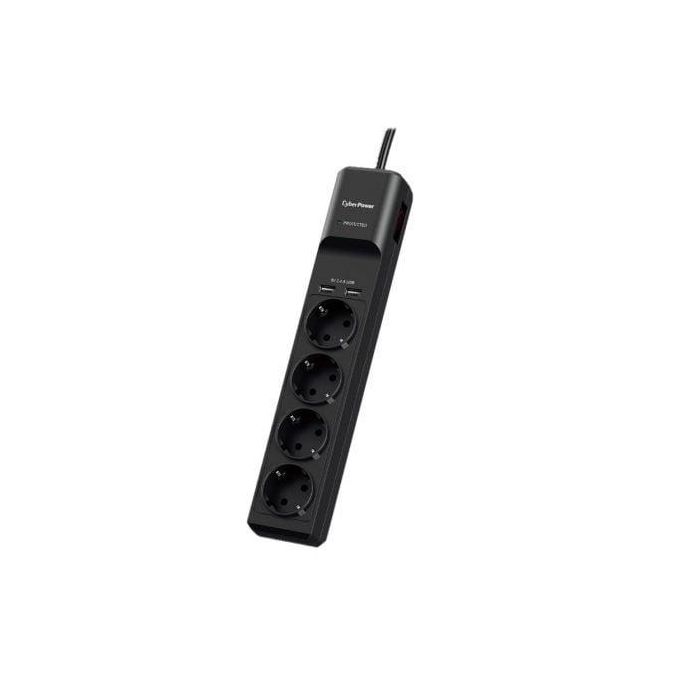 Regleta con interruptor Cyberpower P0420SUD0-DE/ 4 Tomas de corriente/ 2 USB/ Cable 1.8m/ Negra Regleta con interruptor Cyberpower P0420SUD0-DE/ 4 Tomas de corriente/ 2 USB/ Cable 1.8m/ Negra