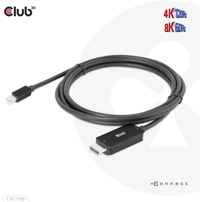 Club3D CAC-1187 Cable Mini DisplayPort 1.4 a HDMI 2.1 Macho/Macho 1.8m, Soporta 8K@60Hz/4K@120Hz, HDR, HDCP 6 Club3D CAC-1187 Cable Mini DisplayPort 1.4 a HDMI 2.1 Macho/Macho 1.8m, Soporta 8K@60Hz/4K@120Hz, HDR, HDCP 6