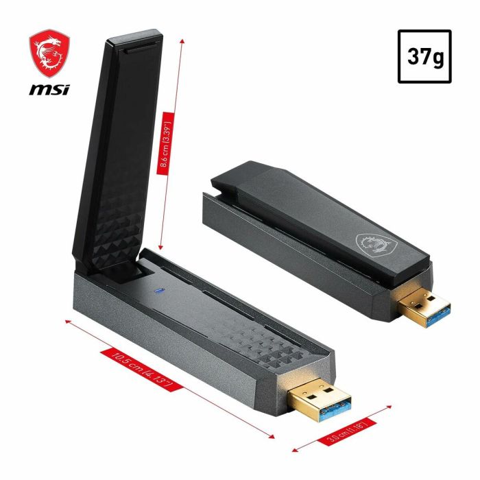 Adaptador USB MSI AX1800 Negro 12 Adaptador USB MSI AX1800 Negro 12