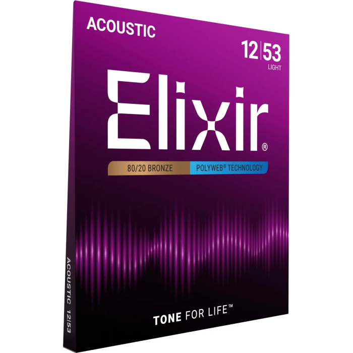 ELIXIR Juego Acústica Polyweb 80/20 Bronze Cuerdas para Guitarra Eléctrica L 12-53 1