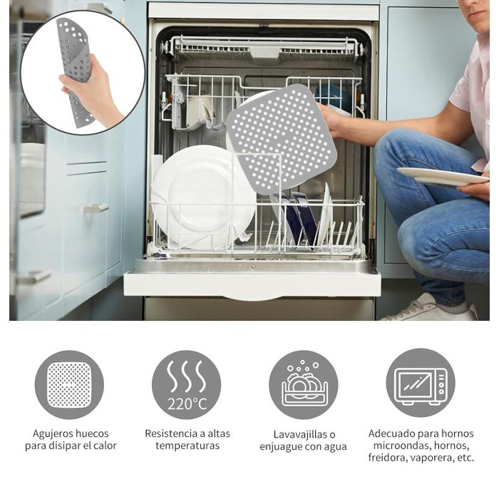 Base de silicona cuadrada para Air Fryer 18.5 cm Quttin - Inde (24 Unidades) 4 Base de silicona cuadrada para Air Fryer 18.5 cm Quttin - Inde (24 Unidades) 4