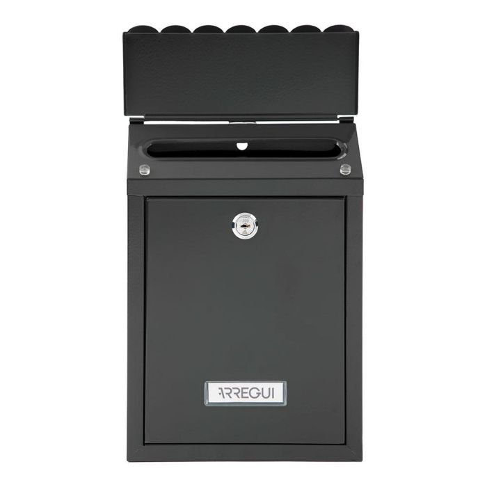 Arregui Buzón Civic para exterior, acero galvanizado, negro, medidas 21,6 x 8 x 30 cm 1