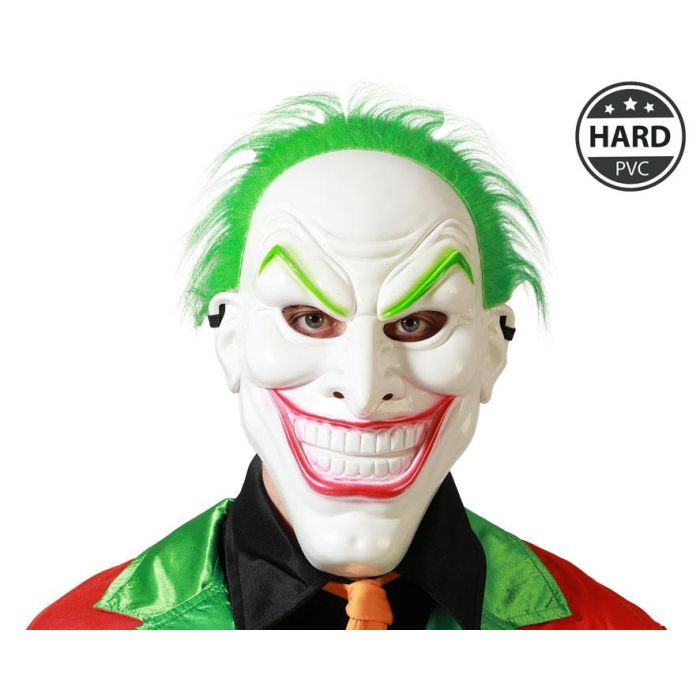Máscara de Payaso con Sonrisa Exagerada y Pelo Verde para Halloween o Carnaval - Clásica y Terrorífica