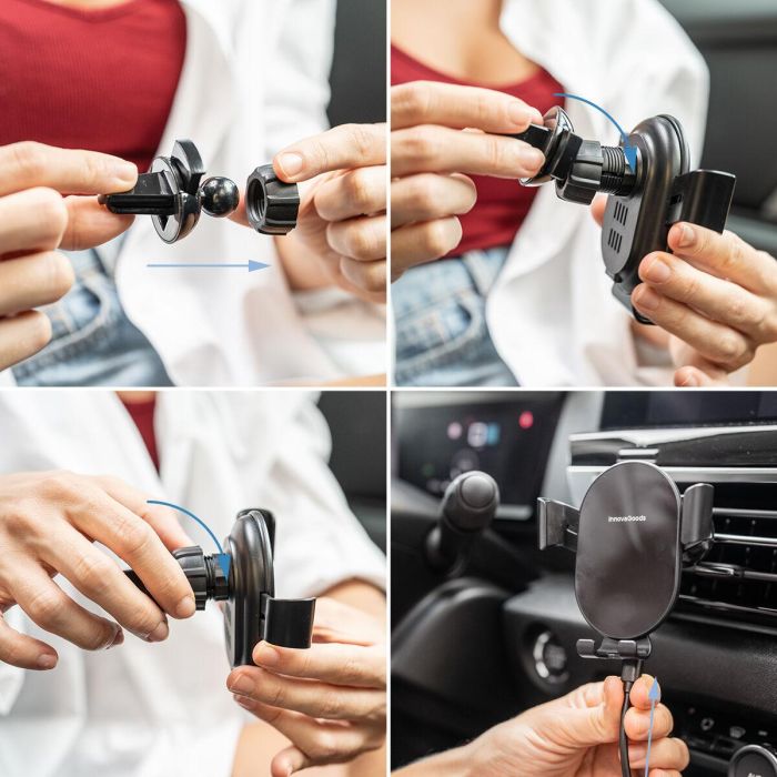 Soporte Cargador Rápido Inalámbrico para Coche Chakar InnovaGoods 4 Soporte Cargador Rápido Inalámbrico para Coche Chakar InnovaGoods 4