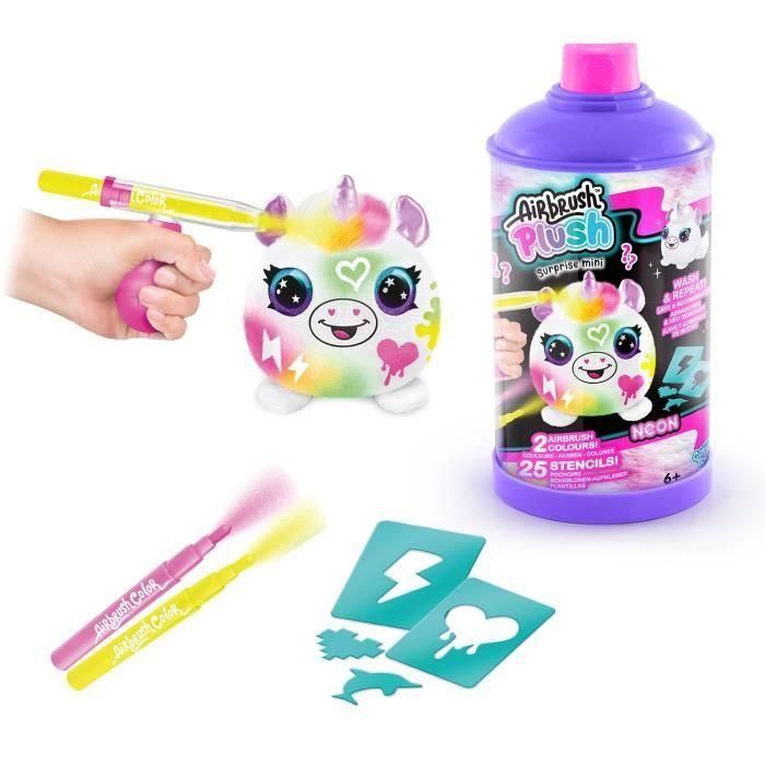 Canal Toys - Peluche con aerógrafo - Mini peluche sorpresa para personalizar con rotuladores y plantillas - Paquete de 1 neón - AIR 020 3 Canal Toys - Peluche con aerógrafo - Mini peluche sorpresa para personalizar con rotuladores y plantillas - Paquete de 1 neón - AIR 020 3