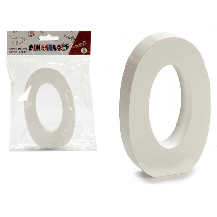 Número 0 de madera blanco 2x11 cm - Pincello (24 Unidades) Número 0 de madera blanco 2x11 cm - Pincello (24 Unidades)